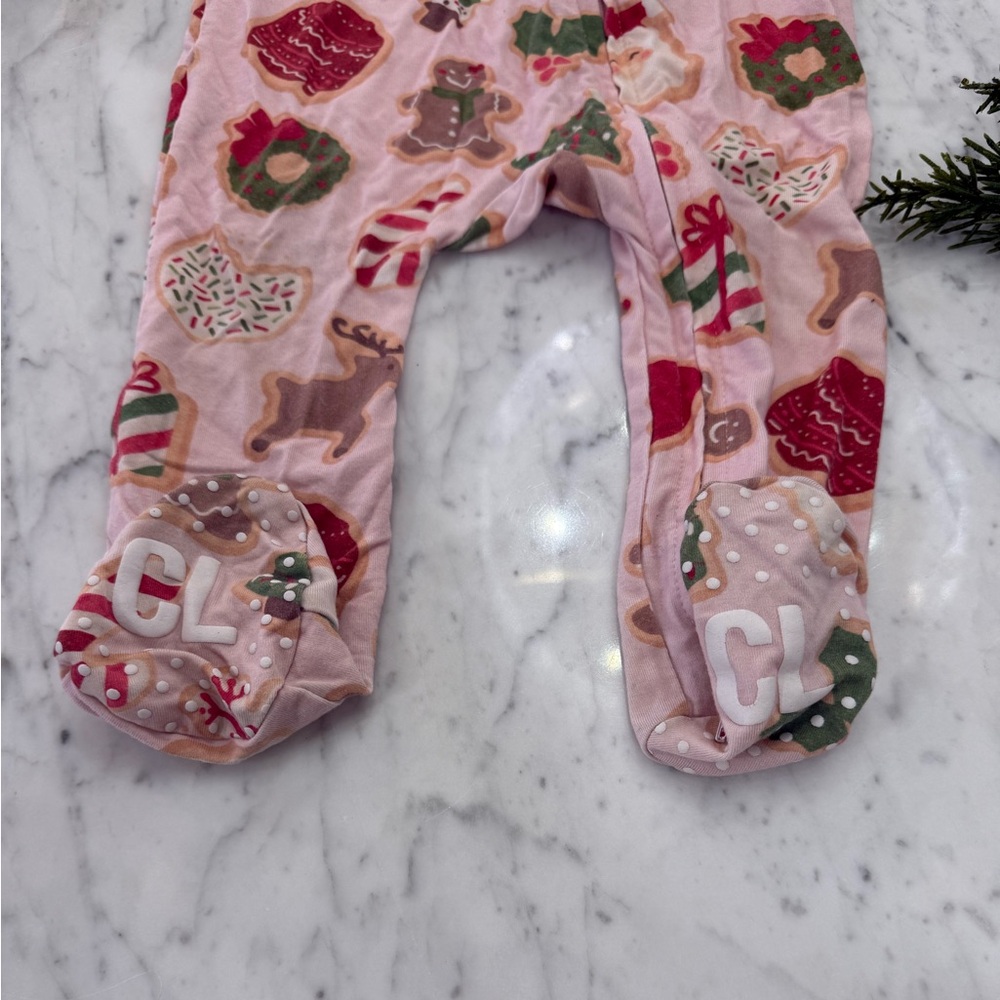 NWOT Caden Lane Pink Girl Christmas Holiday Onesie Bamboo Size 6-12 months - Picture 3 of 5
